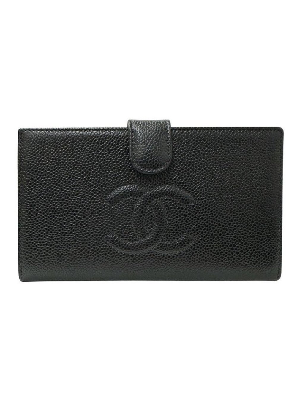 Chanel Wallet Coco Mark ed Long Caviar Leather Black